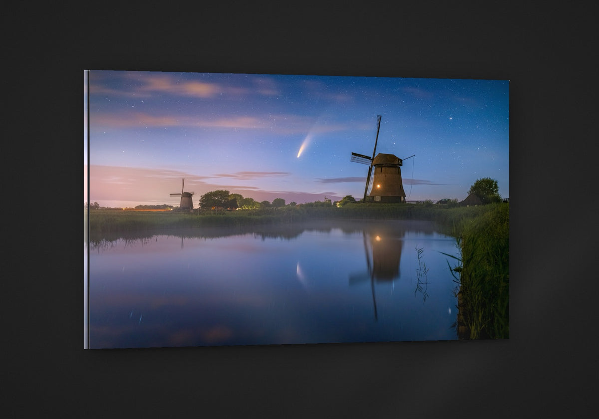 Neowise comet above windmills acryl