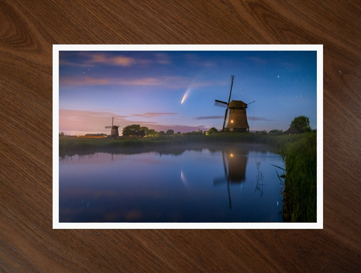 Neowise comet above windmills print